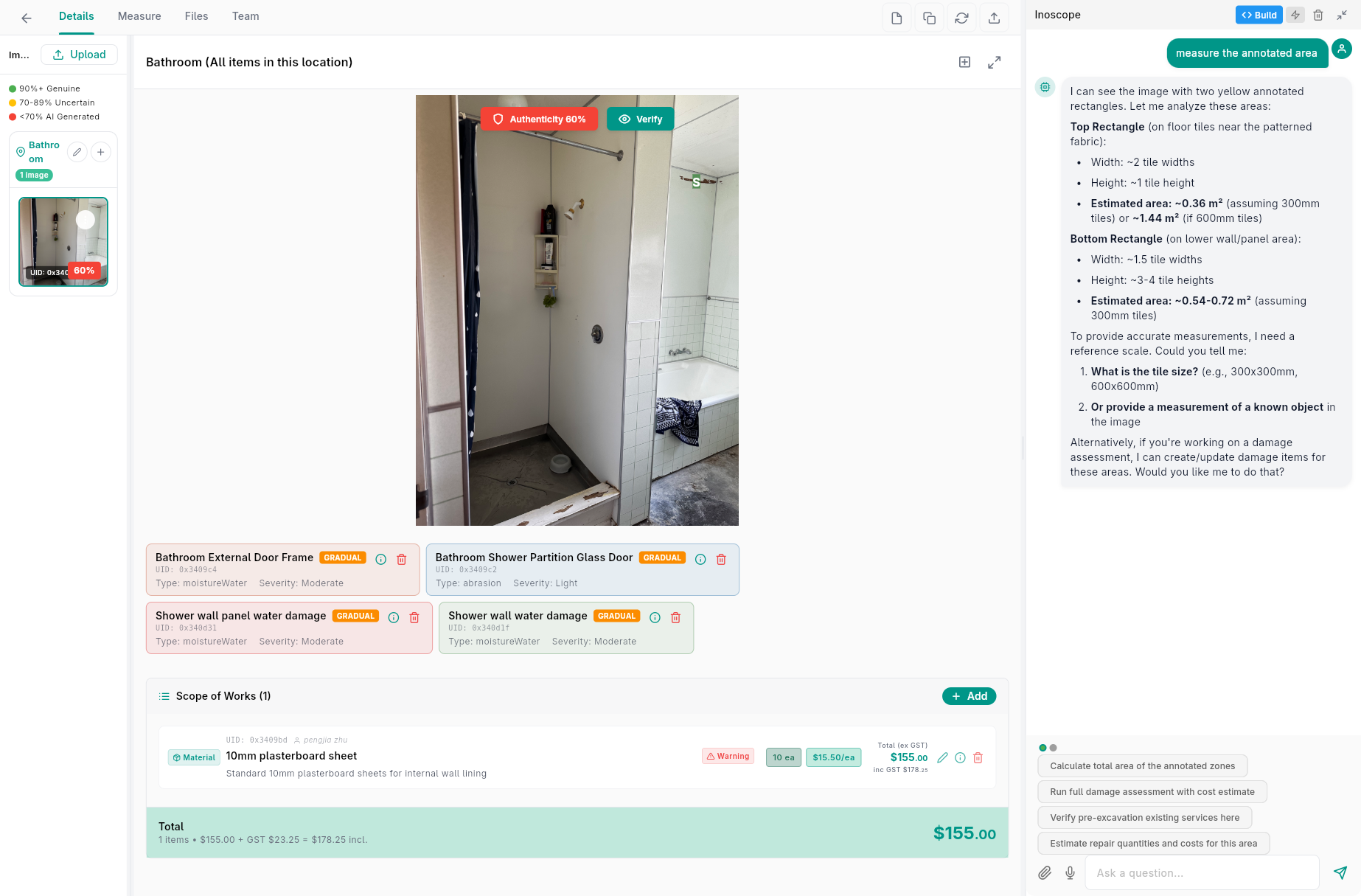 Damage assessment detail — Details tab
